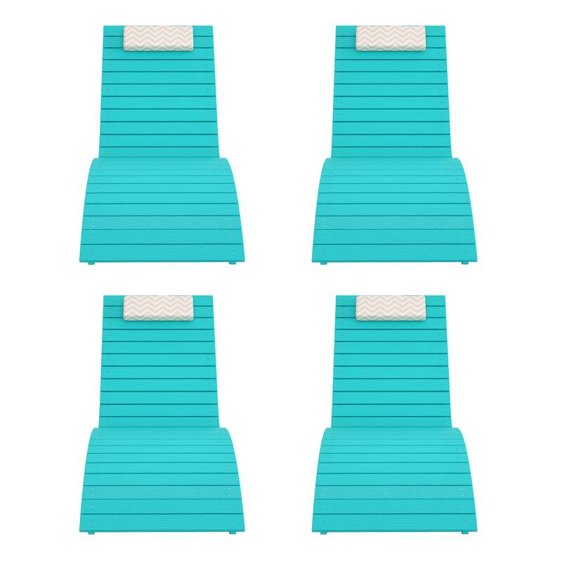HDPS Pool Lounge Chairs Set of 4, Use in Pools Lounge Chairs, Chaise Chairs with Headrest, Lounge Chair Outdoor