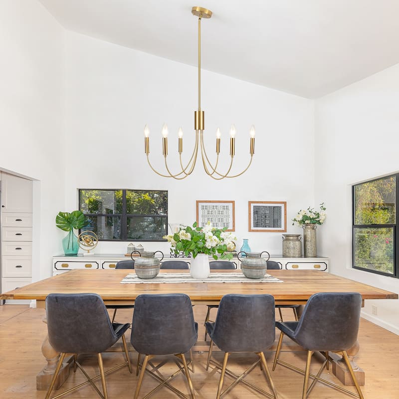 6-Light Modern Candlestick Hanging Linear Chandelier Lighting Island Chandelier for Kitchen Island