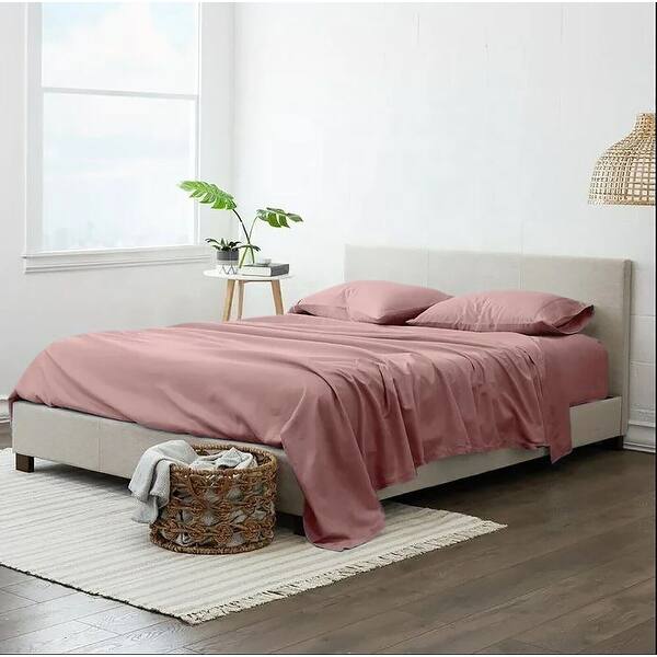 Rose Pink Luxury Extra Soft Deep Pocket Fresh Breathable Sheet Set - On