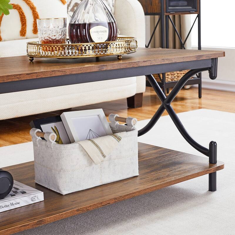 Javlergo Modern 3 Piece Coffee Table Set for Living Room Include Wood Coffee Table and End Table Set of 2