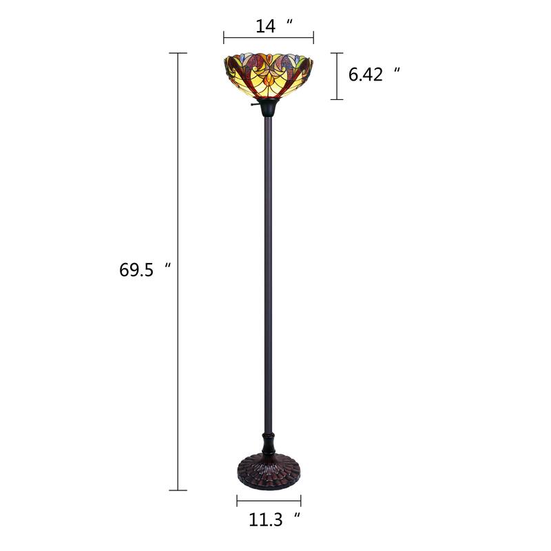 Tiffany-Style Victorian Design Dark Bronze Floor Lamp