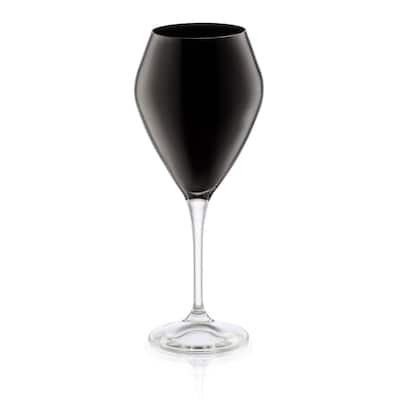 Alice Pazkus Set Of Six Black Water glasses With Clear Stem
