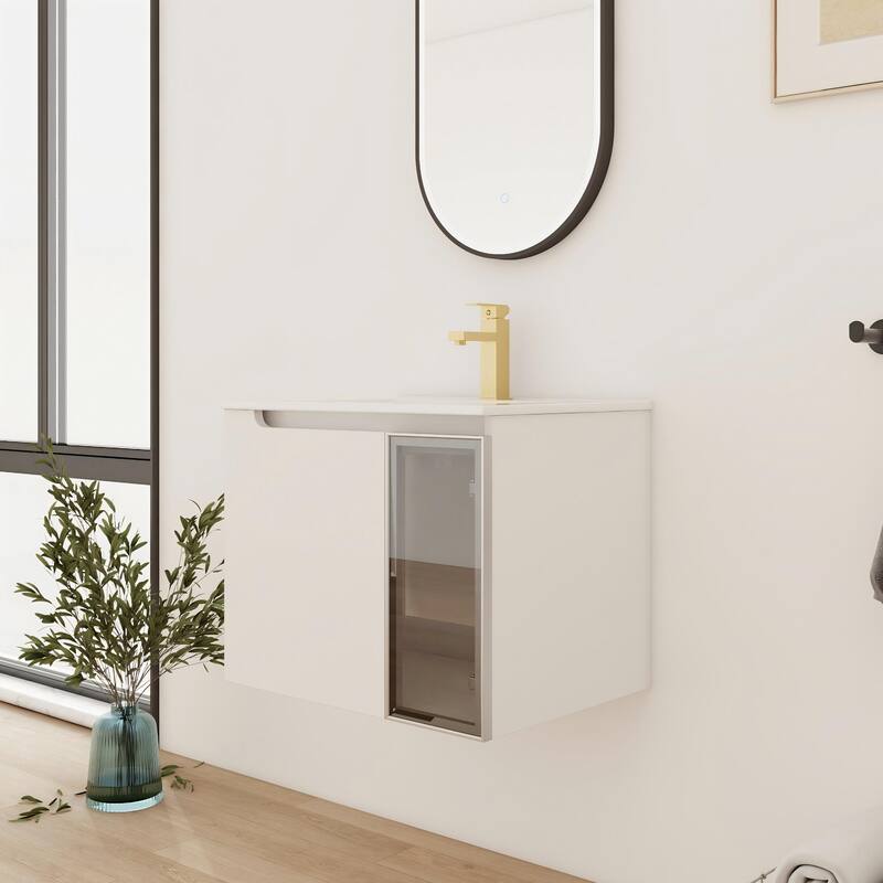 Bathroom Vanity With Sink In 24/30/36 Inch, Floating Bathroom Vanity With Soft Close Door