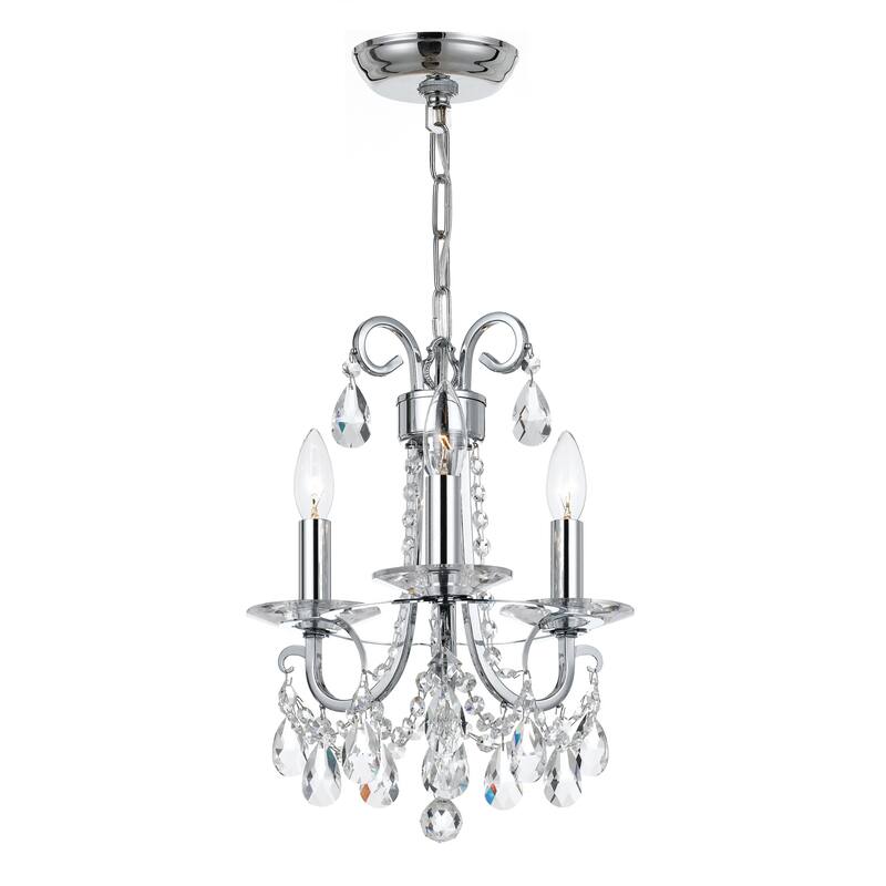 Othello 3 Light Clear Crystal Polished Chrome Mini Chandelier - 13'' W x 15.5'' H