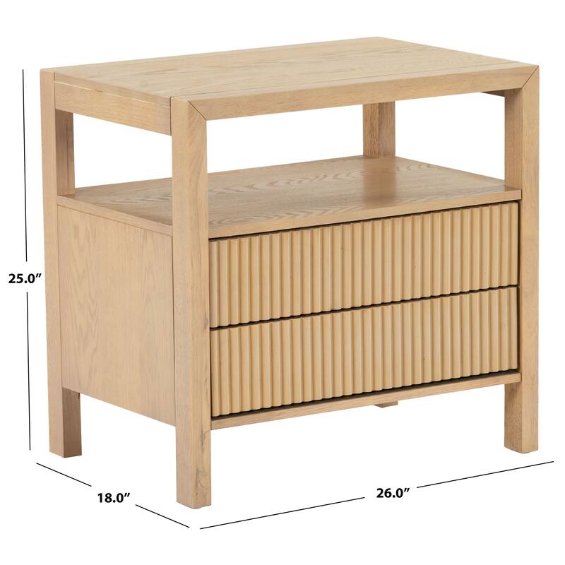 SAFAVIEH Couture Shelbie 2-Drawer Reeded Nightstand, Fully Assembled