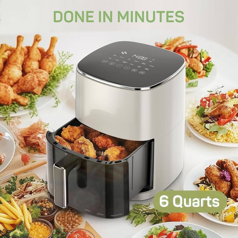 Air Fryer Pro 12-in-1 with 6 QT Capacity, Air Fry, Roast, Reheat, Dehydrate, Bake, Steam, 400°F Max Temperature