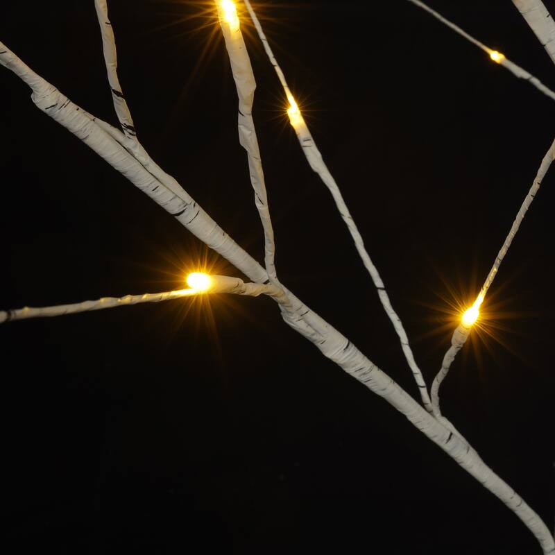 Set of Lighted Birch Tree, 4FT 48 LED/5FT 72 LED/6FT 96 LED Artificial Tree with Warm White Lights