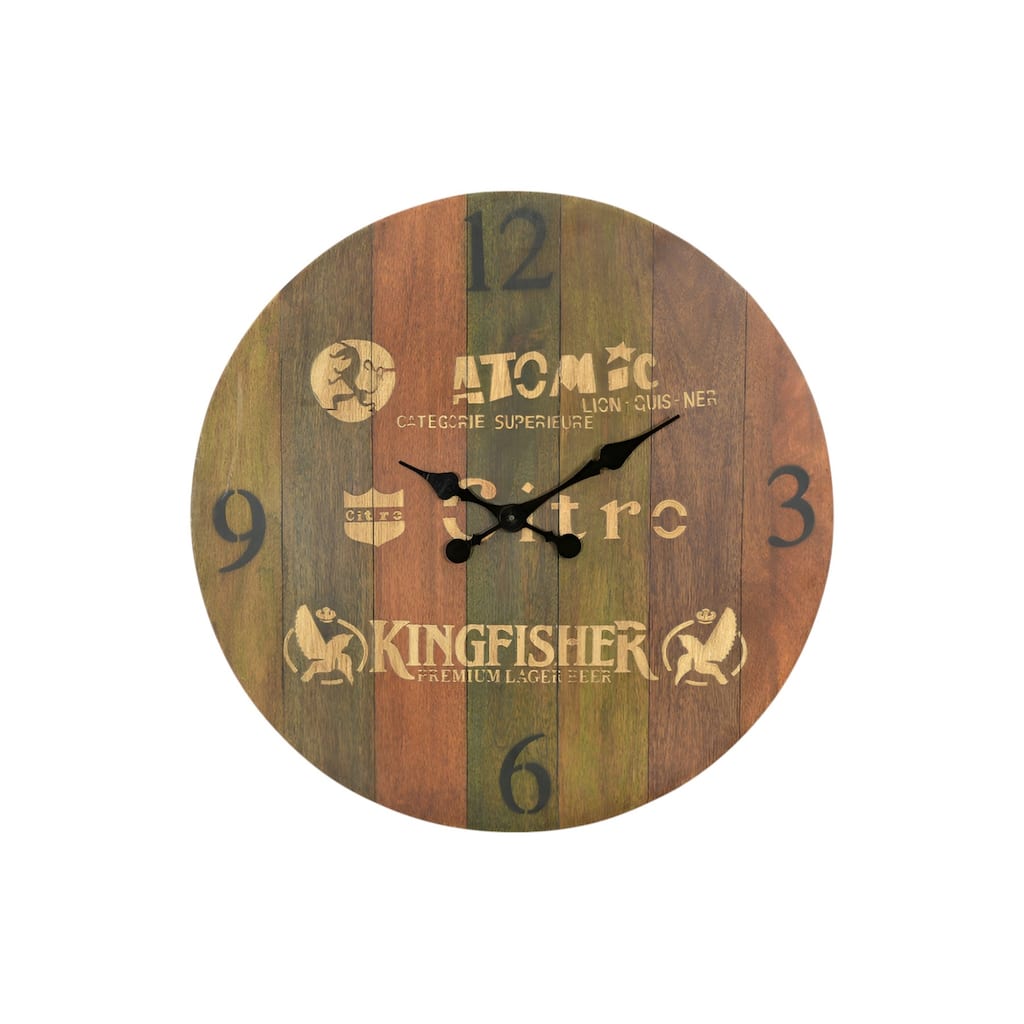 HomeRoots 24" Brown Solid Wood Silent Analog Round Wall Clock - 24' X '24' X '2