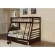 preview thumbnail 1 of 6, Espresso Twin over Full Solid Wood Bunk Bed with Ladder for Kids, Boys and Girls, Bedroom Espresso