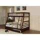 preview thumbnail 1 of 6, Espresso Twin over Full Solid Wood Bunk Bed with Ladder for Kids Espresso