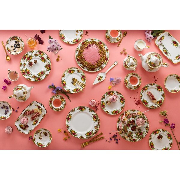 Royal Albert Old Country Roses Teapot, Sugar, Creamer, 3