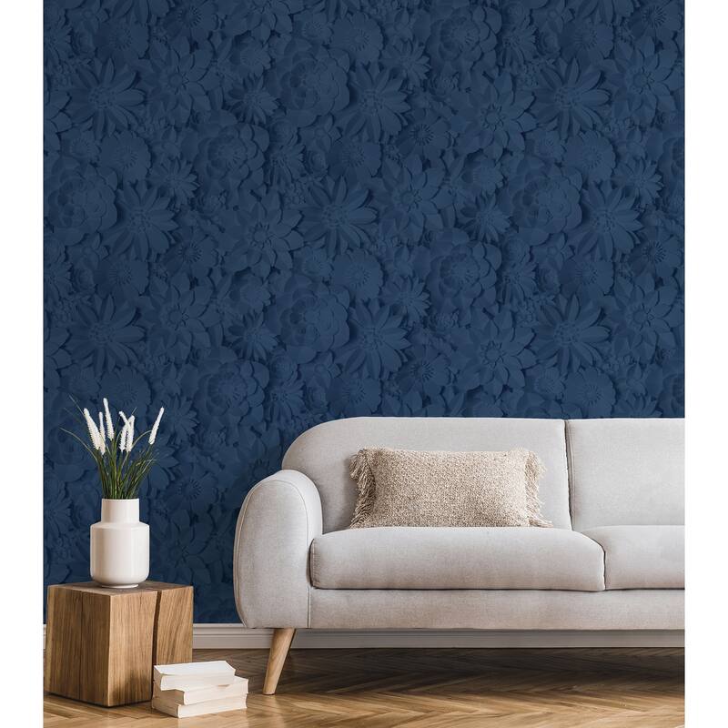 Fine Decor Dacre Dark Blue Floral Wallpaper