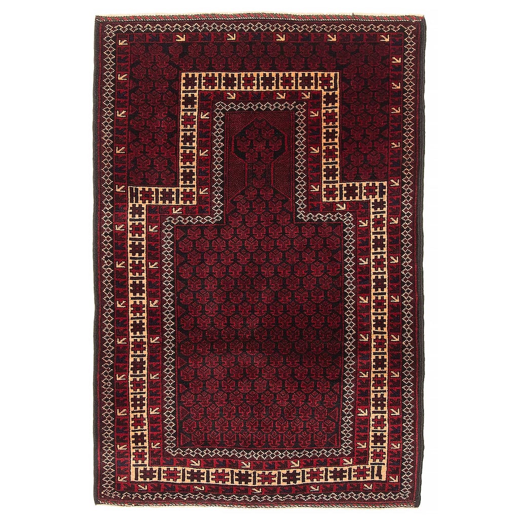 Teimani Burgundy Rug 2'10" x 4'4" - 2'10 x 4'4