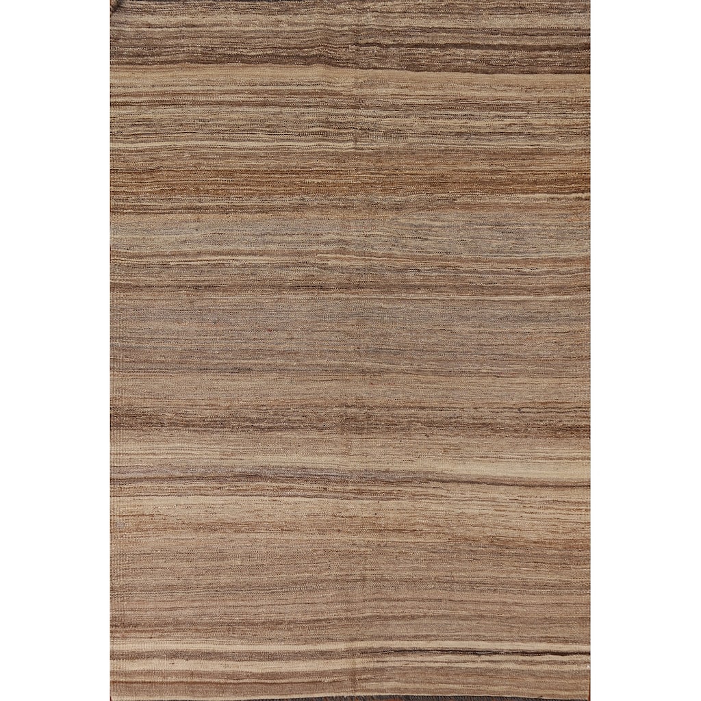 Striped Kilim Contemporary Modern Area Rug Flat-weave Wool Carpet - 5'0"x 6'8"