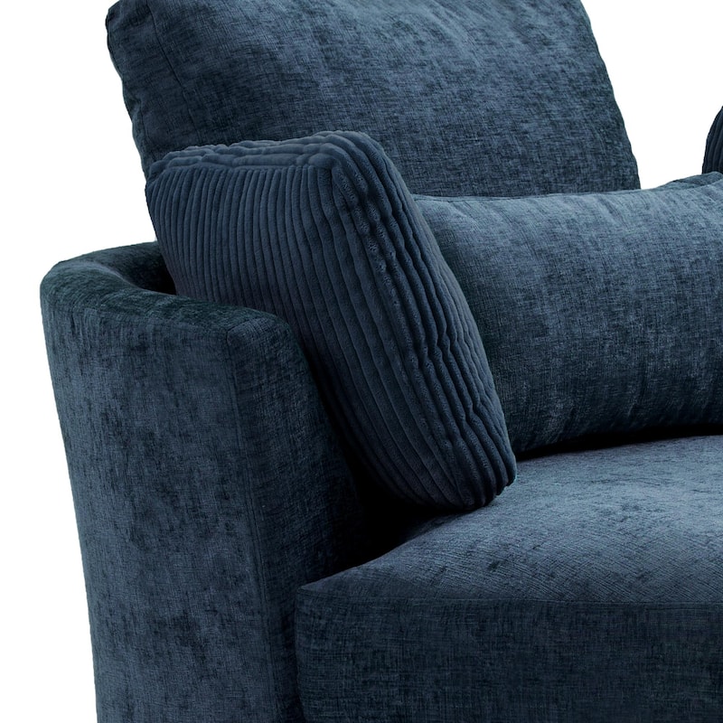Upholstered Accent Swivel Barrel Armchair Club Chair with Pillows