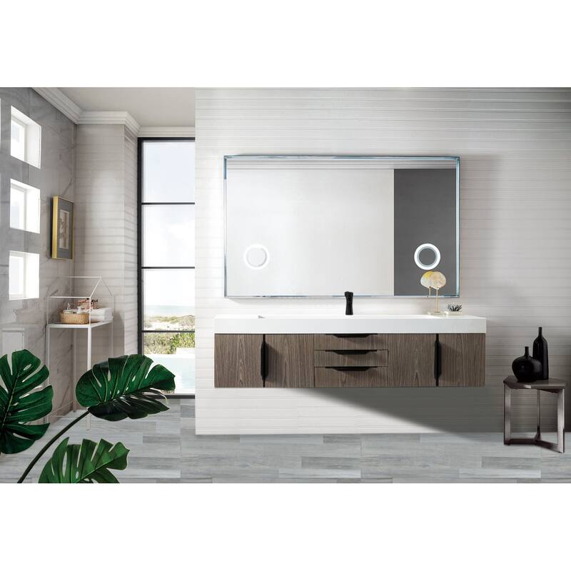 James Martin Vanities 983-V72S-W-B-GW Columbia 72" Wall Mounted Single