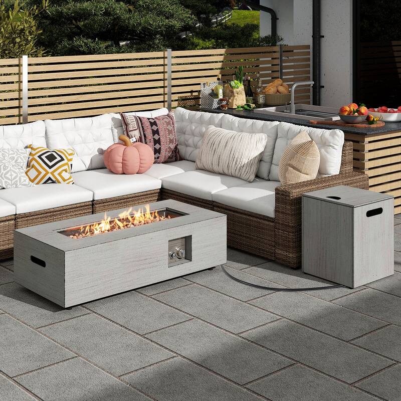 42 Inch 50 000 BTU Outdoor Rectangular Fire Table with Tank Holder - Multi