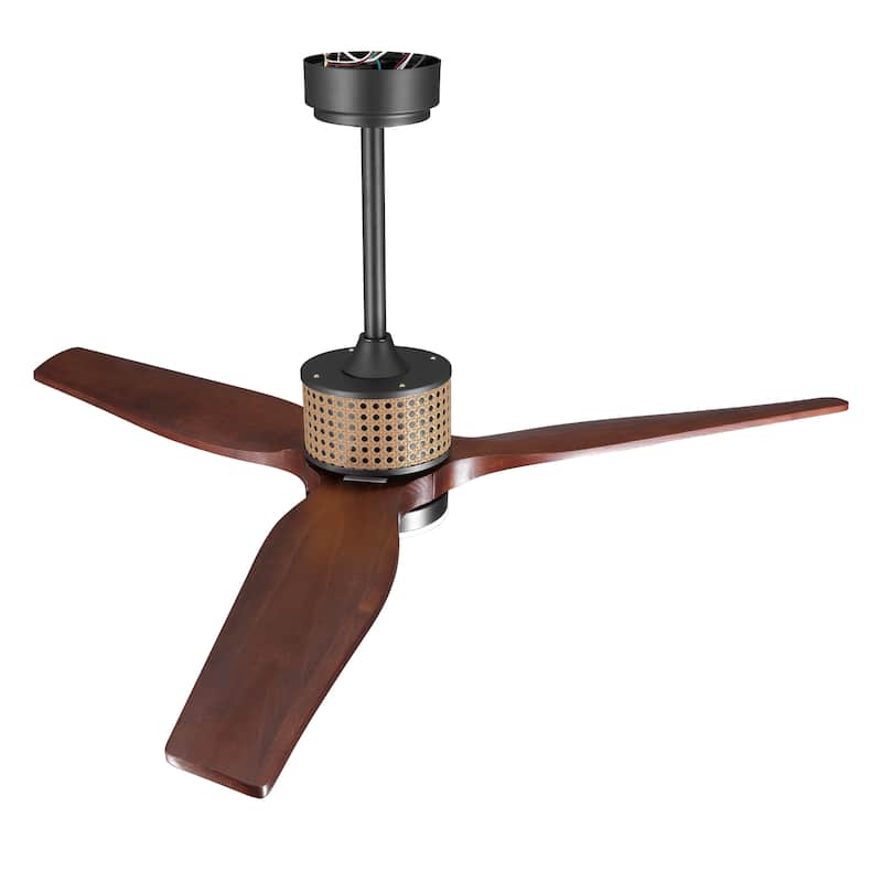 MLiAN 52 In. 3 Solid Wood Indoor Ceiling Fan with Light Kit - 52"