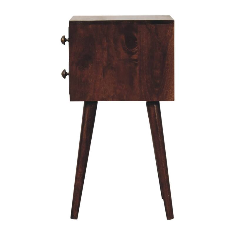 HomeRoots 22" Walnut Solid Wood Square Two Drawer Nightstand