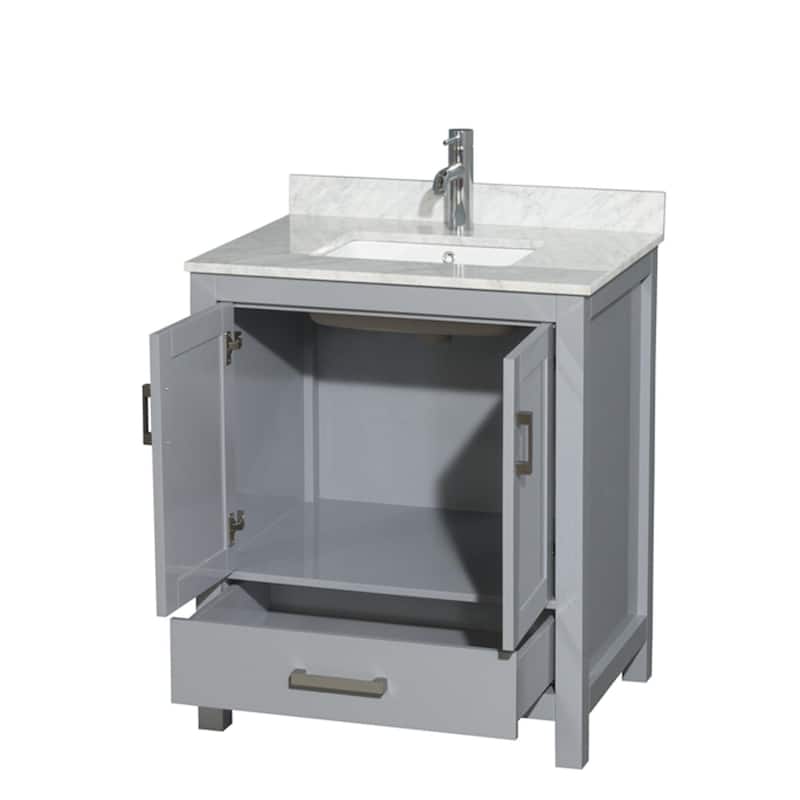 Wyndham Collection Sheffield 30" Freestanding Vanity Set with Hardwood