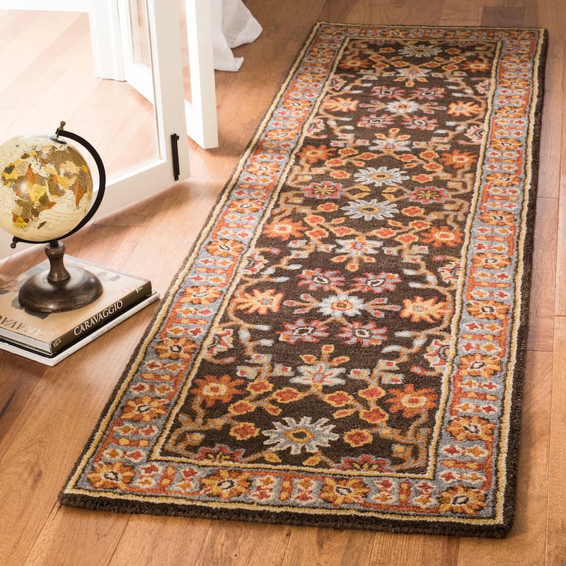 SAFAVIEH Handmade Heritage Ikat Marsh Traditional Oriental Wool Rug - 2'3" x 6' Runner - Charcoal/Blue