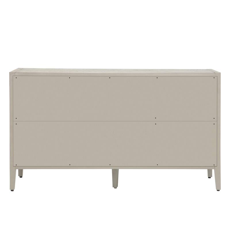Three-Glass-Door Wood Storage Cabinet with Adjustable Shelf