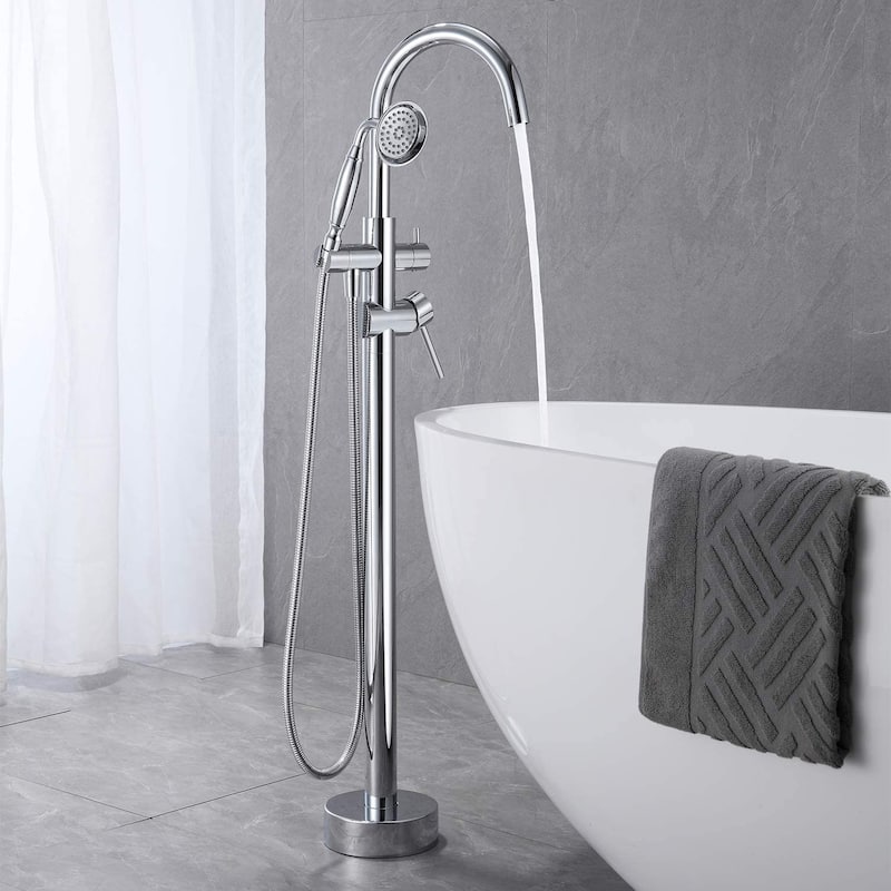 Tub Filler Freestanding Bathtub Faucet Floor Mounted Bathroom Tub Faucets With Hand Shower Modern Mixter Taps