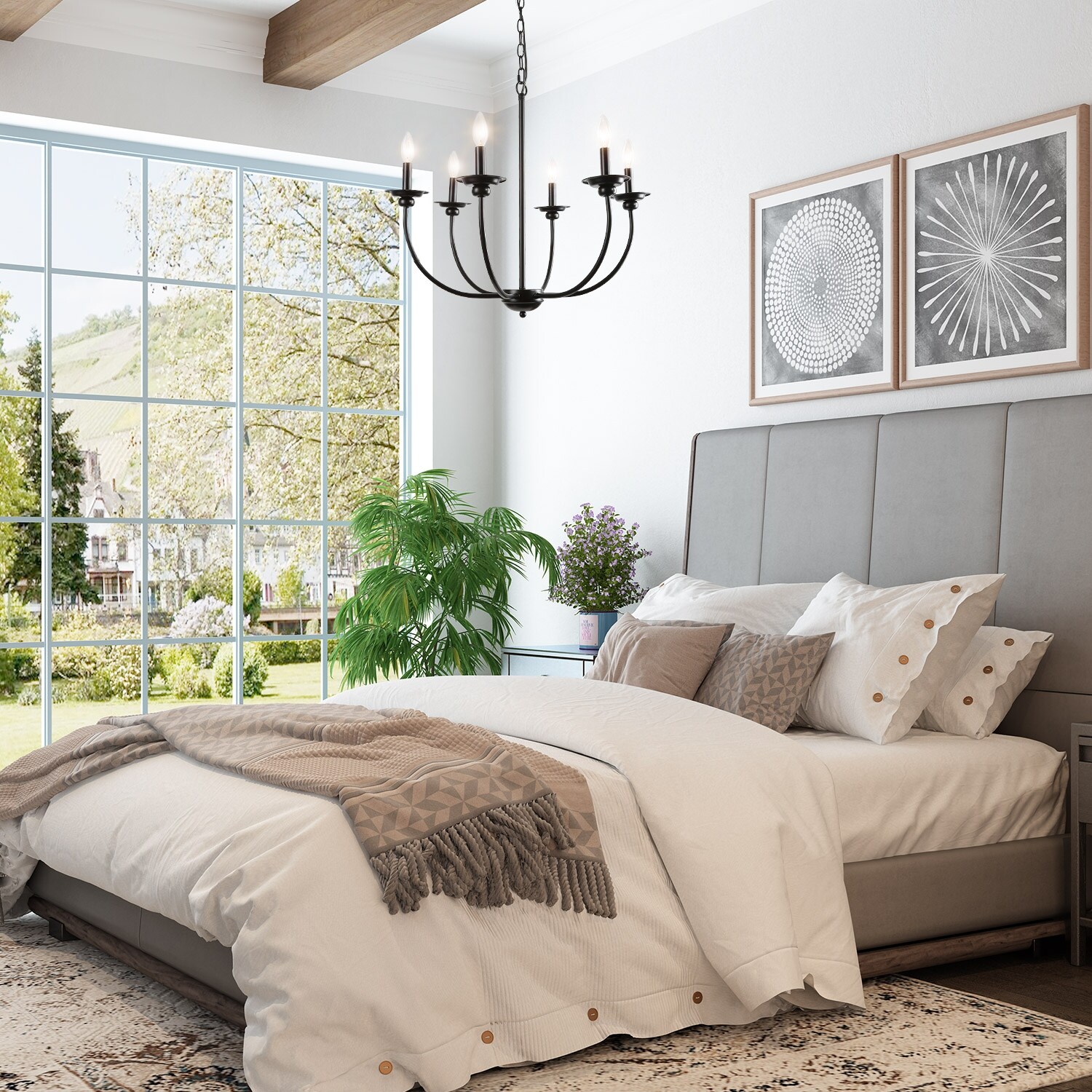 photo Modern Farmhouse Bedroom Lighting modern farmhouse 9 light metal candle chandelier for dining room