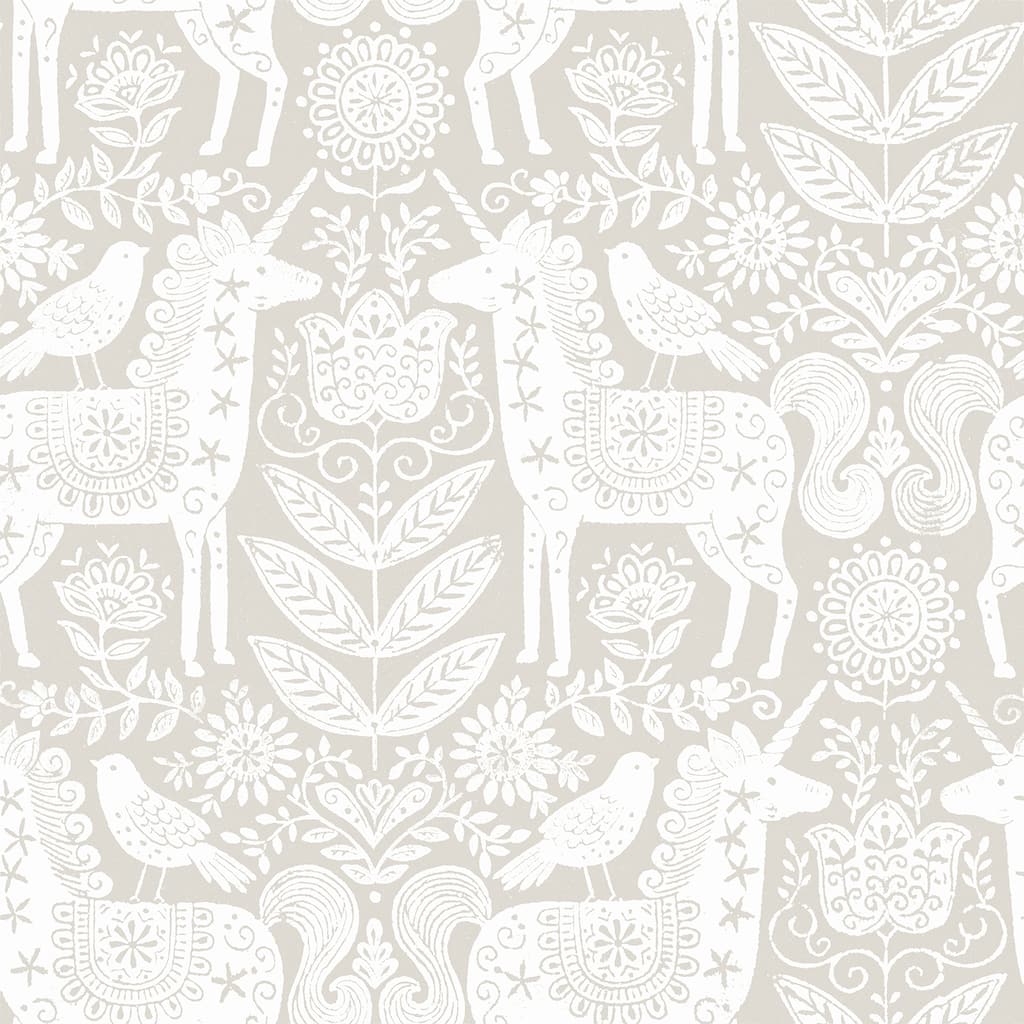 NuWallpaper Unicorn Stamp Taupe Peel & Stick Wallpaper