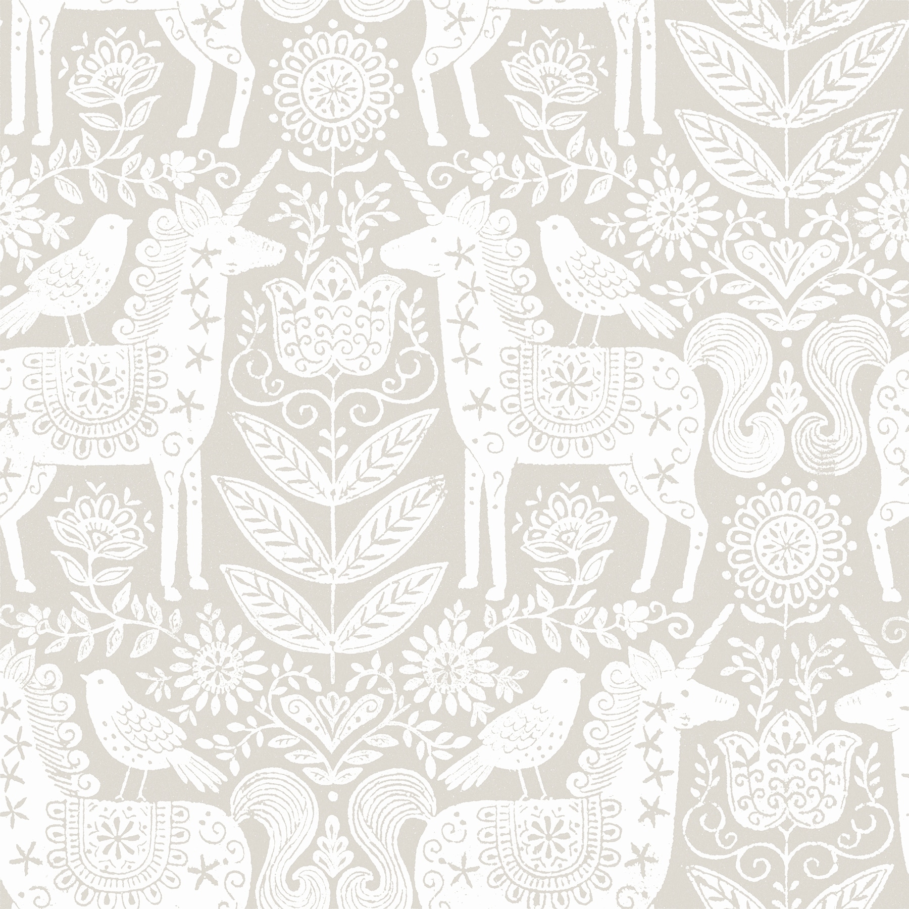 NuWallpaper Unicorn Stamp Taupe Peel & Stick Wallpaper
