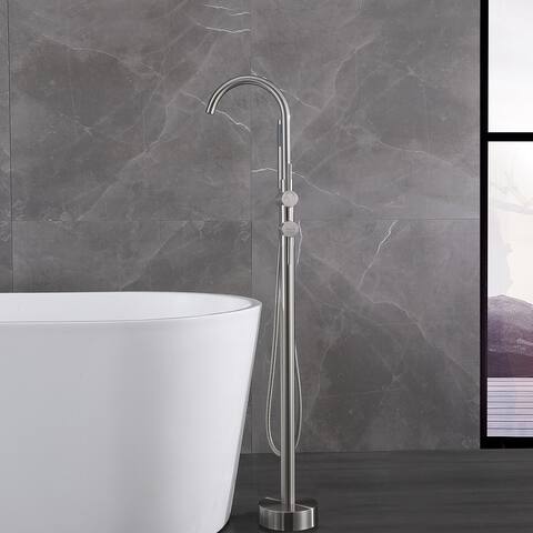 2.5 GPM Floor Mount Two Handle Bath Faucet with Hand Shower - 33*11.8*3.1
