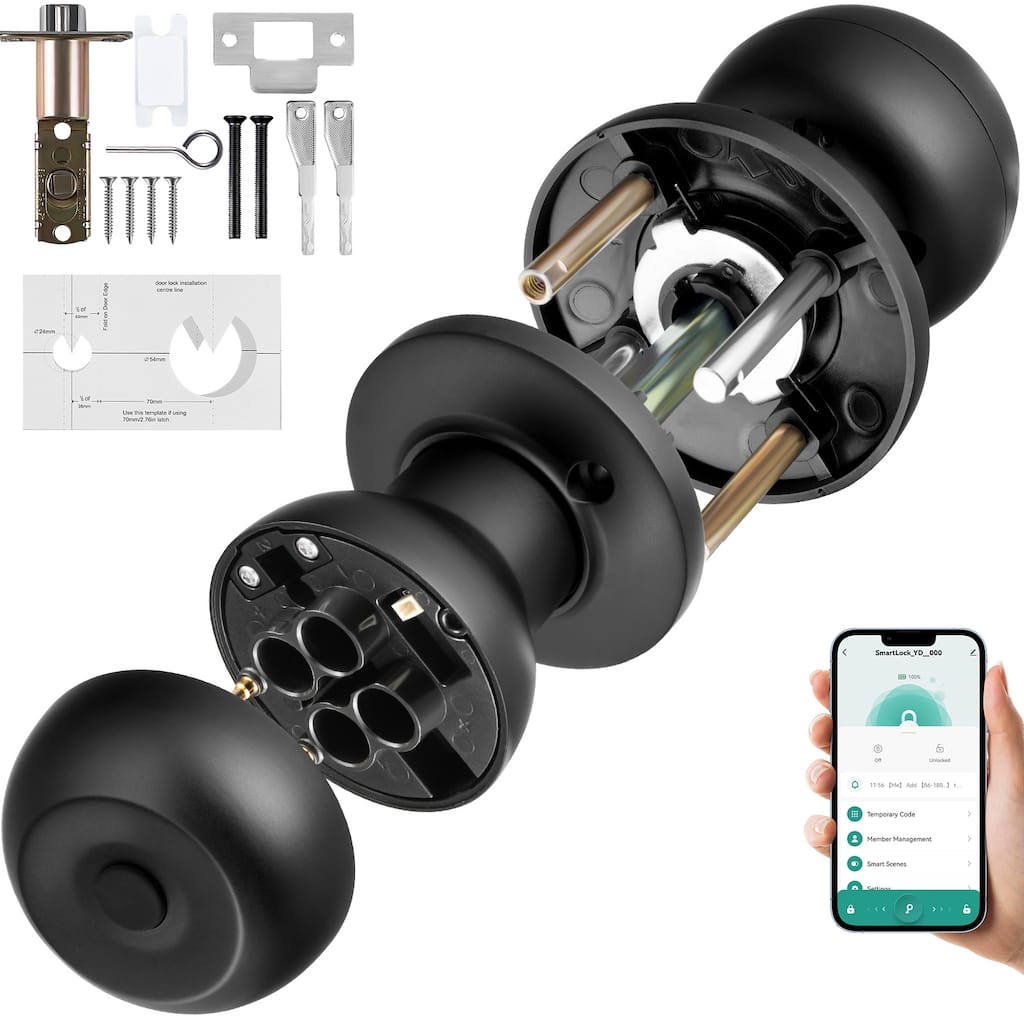 Smart Door Knob for Home Bedrooms, Cloakroom, Hotels, Apartments Offices - Spherical handle type