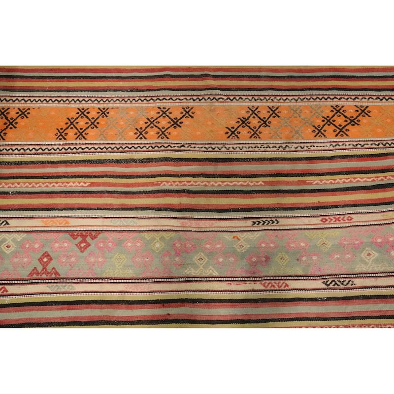 Hand Woven Oriental 100% Wool Carpet Southwestern Tribal Multi-Colored Kilim Area Rug - 9' 0'' X 5' 0''