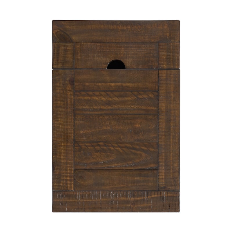 Rustic Solid Wood Chairside End Table with Hidden Charging Station