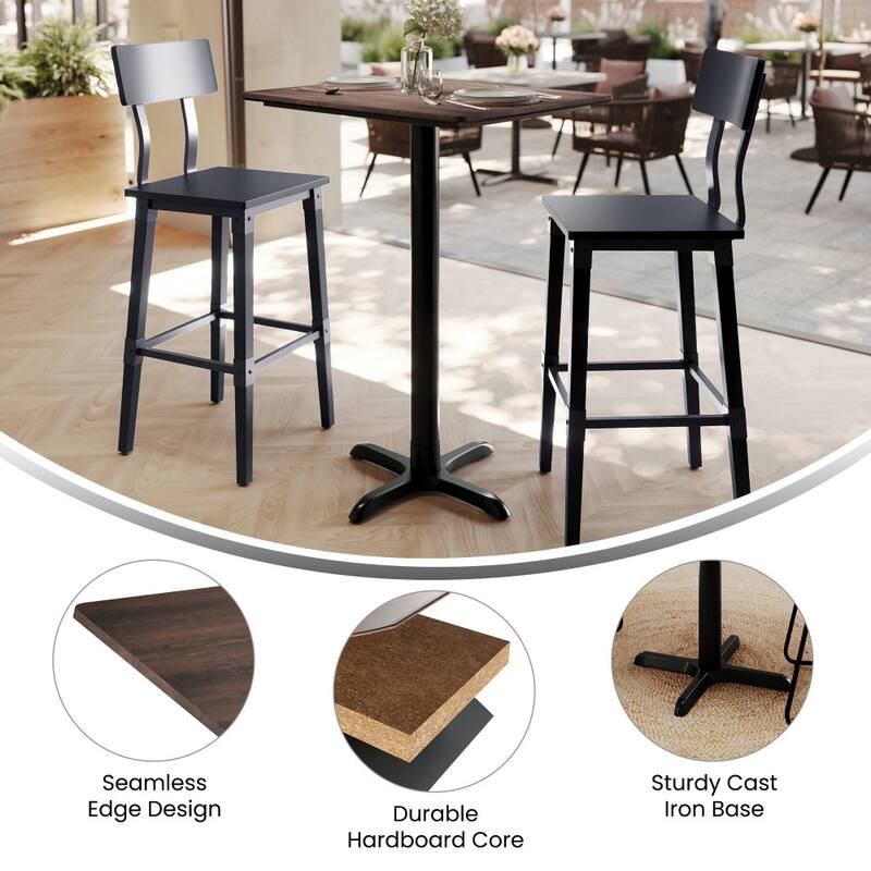 Commercial HPL Tabletop with Bar Height Crisscross Base - 29.75"W x 23.75"D x 42"H