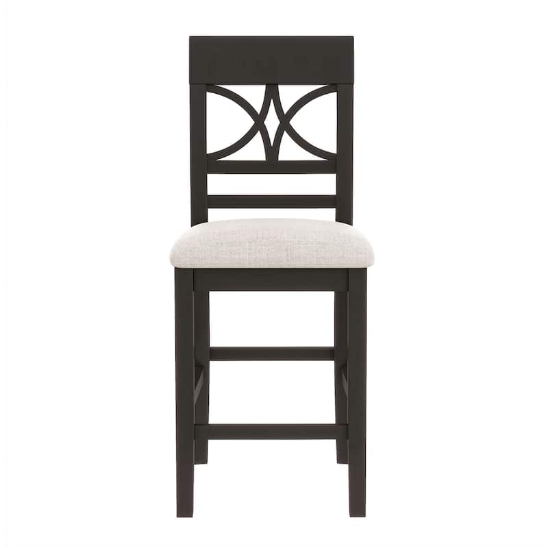 6-Piece Wood Counter Height Dining Table Set with Storage Shelf, Kitchen Table Set with Bench and 4 Chairs,Rustic Style+Cushion