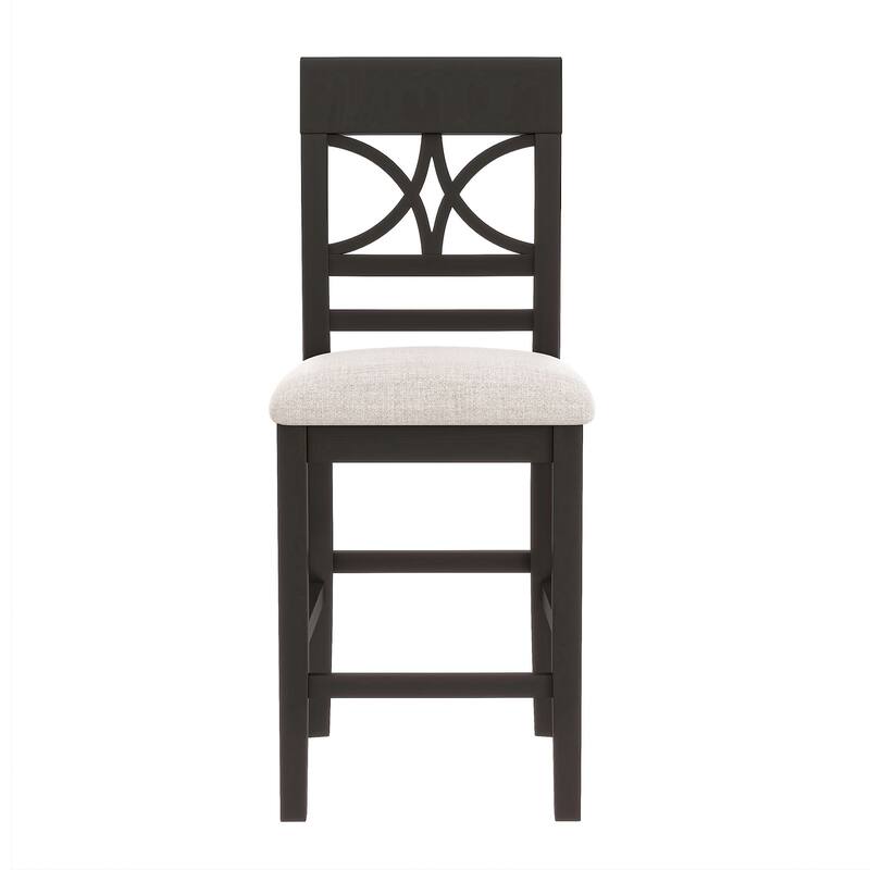 Espresso Rustic 6-Piece Counter Height Wooden Dining Table Set with 4 Chairs