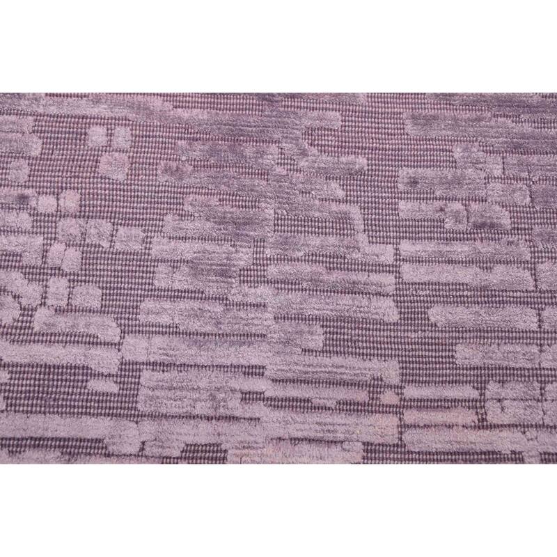 ECARPETGALLERY Hand Loomed Elysian Purple Viscose, Wool Rug - 5'0 x 8'0
