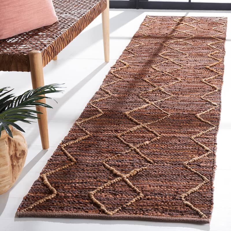 SAFAVIEH Handmade Vintage Leather Latonia Modern Rug - 2'3" x 9' Runner - Brown/Natural