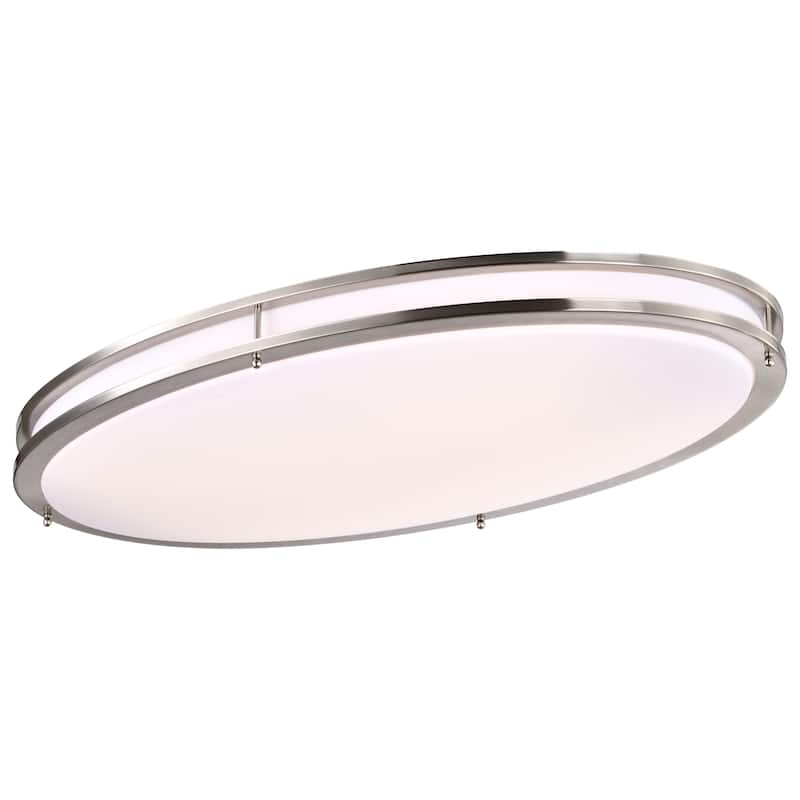 Glamour LED 32 inch Oval Flush Mount Fixture Brushed Nickel Finish CCT Selectable 3K/4K/5K - Brushed Nickel