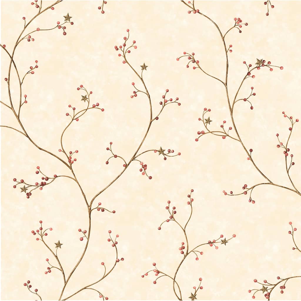Chesapeake Star Berry Dark Red Vine Wallpaper - 20.5in x 396in x 0.025in