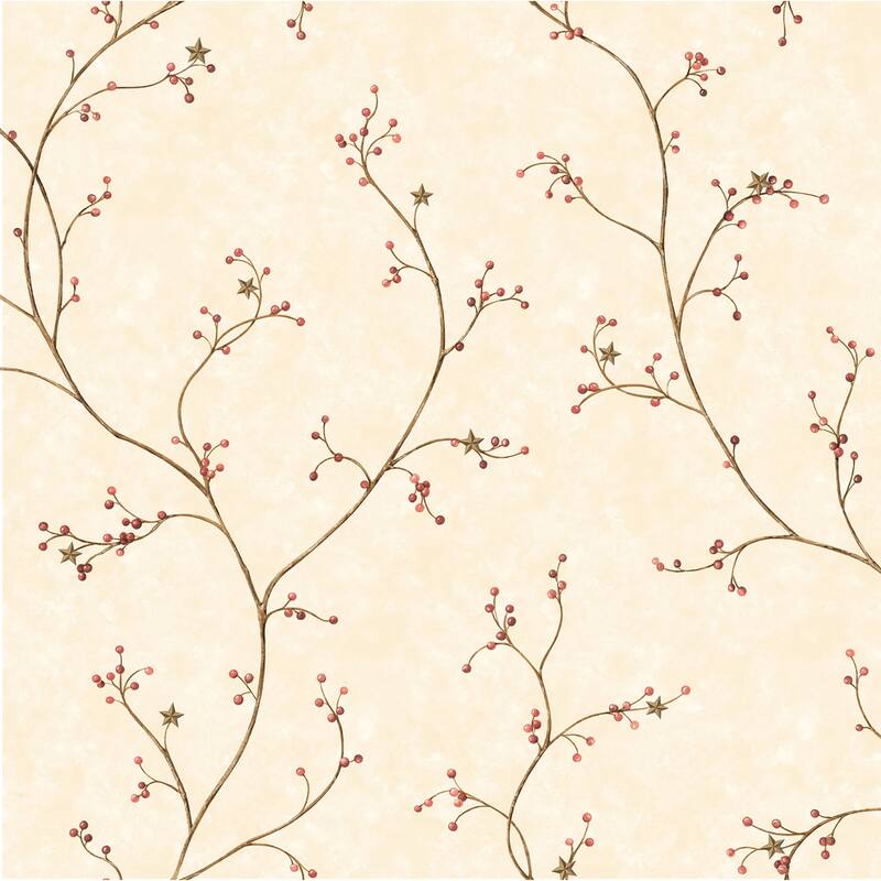 Chesapeake Star Berry Dark Red Vine Wallpaper - 20.5in x 396in x 0.025in