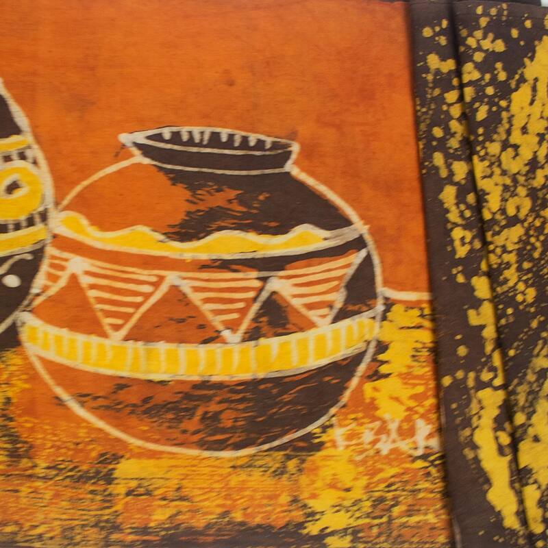 Novica Handmade Beautiful Pots Batik Cotton Table Runner