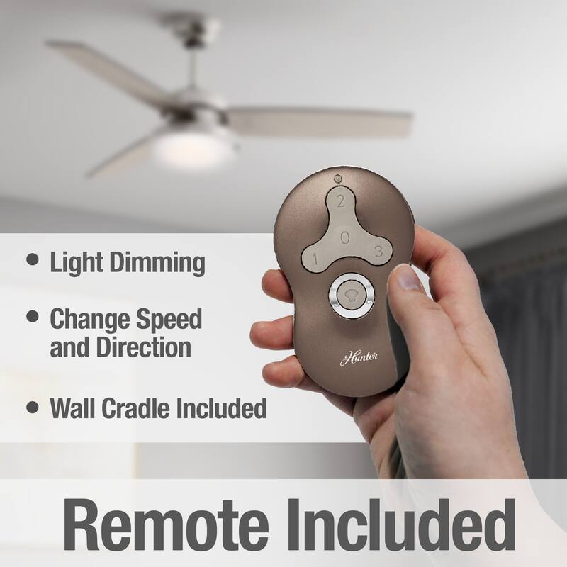 Hunter Fan Sentinel Brushed Nickel 52-inch Ceiling Fan with 3 Reversible Blades - Silver