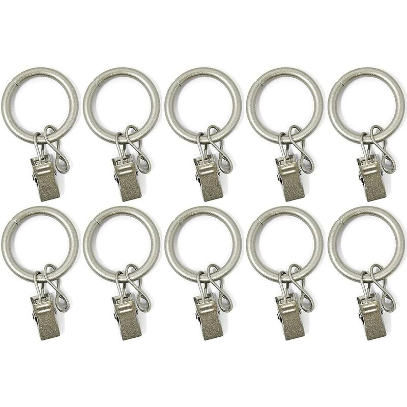 10PCS Solid Metal Window Drapery Curtain Panel Ring with Eyelet, 1" Inner Diameter, Fits Up to 3/4" Rod Multicolor - Antique Silver/Pewter