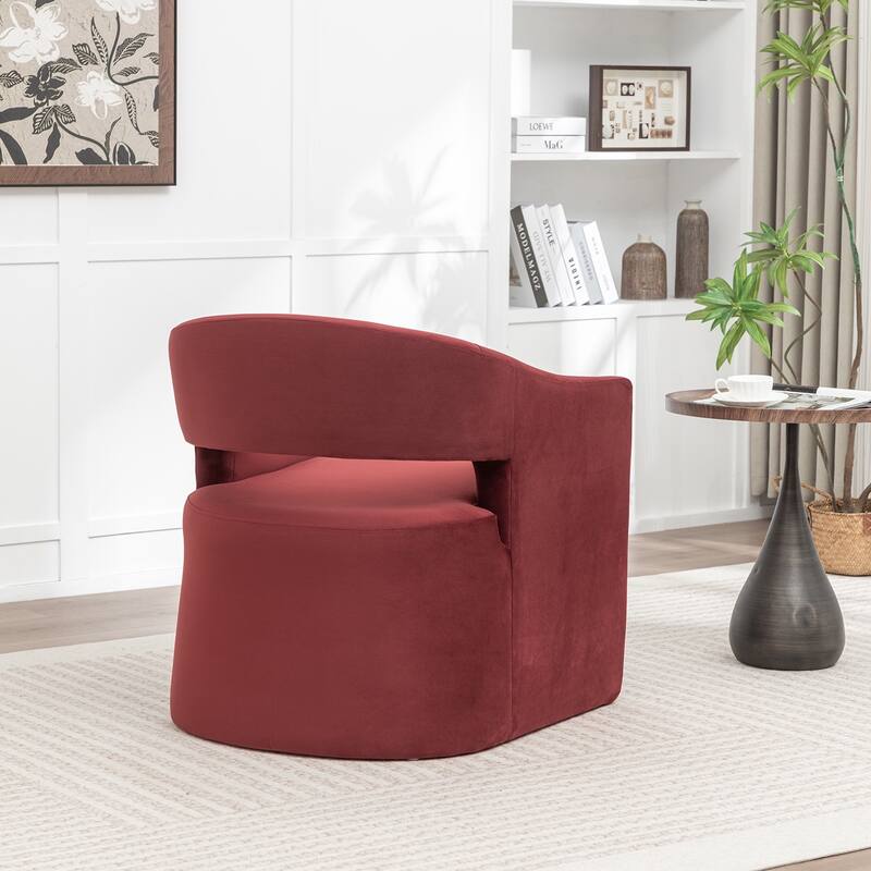 SEYNAR Modern Glam Velvet Accent Armchair Open Back with Ottoman