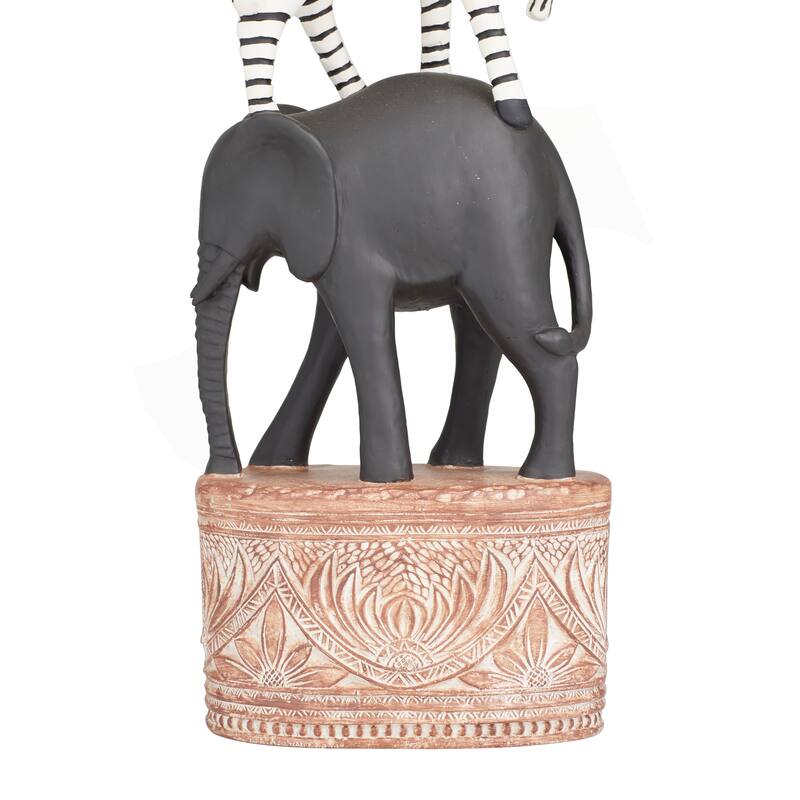 Multi Colored Polystone Safari Animals Sculpture