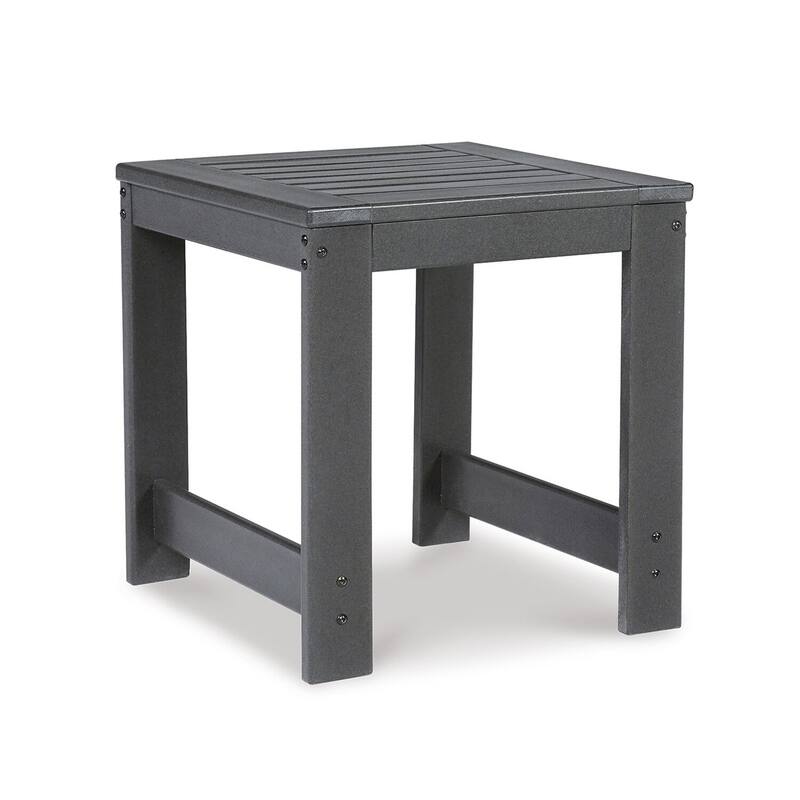 21.5 in. Charcoal Gray Square Plastic End Table with Slatted Design