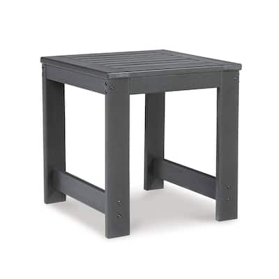 21.5 in. Charcoal Gray Square Plastic End Table with Slatted Design