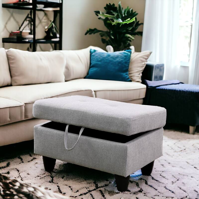 KISRAIS 28.5" Wide Upholstered Storage Ottoman
